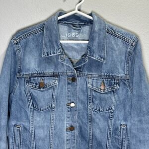 Gap Women's Denim Jacket Size Large 1969 Icon Flap Jack, Barn, Chore, rodeo